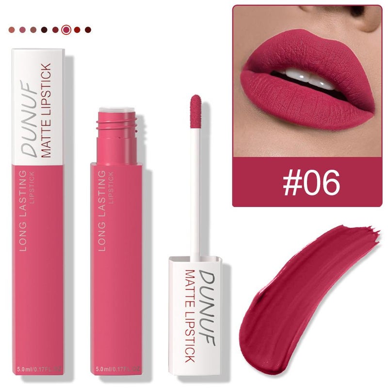 DUNUF 8-Color Matte Waterproof Long-Lasting Lip Gloss - Long-Lasting, Highly Color-Rich, Transfer-Resistant, Velvet Lip Tint